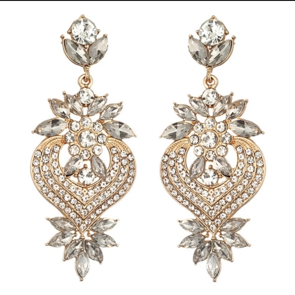 Gold Long Crystal Earrings